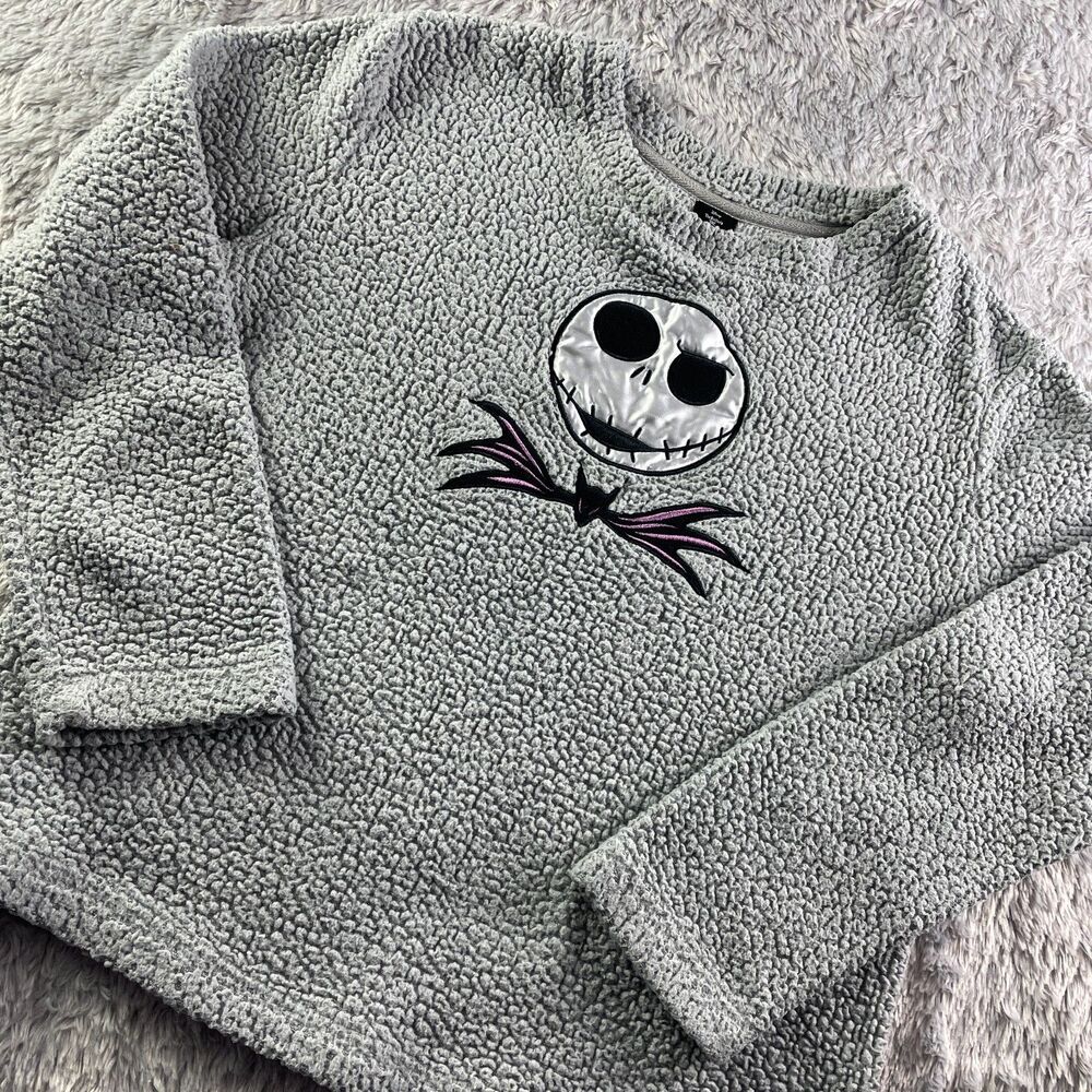 Jack Skellington Top Womens Small Gray Black Bat Nightmare Before Christmas